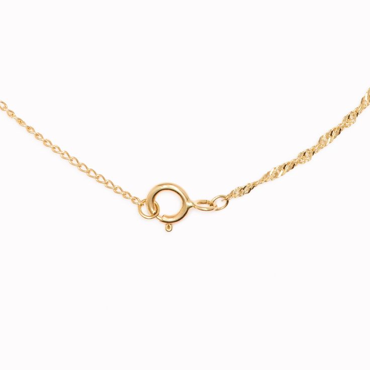 Crafted from 14k gold, this exquisite Singapore chain necklace features a twist design that catches the light with every movement.

Necklace has an adjustable length and can be worn at 16”, 17”, and 18”. Elegant Delicate Rope Chain Necklace Gift, Elegant Gold Rope Chain Necklace With Adjustable Chain, Elegant Delicate Rope Chain Necklace, Elegant Rope Chain Link Necklace With Delicate Chain, Elegant Adjustable Figaro Chain Necklace, Elegant Rope Link Chain Necklace, Adjustable Delicate Yellow Gold Chain Necklace, Elegant Gift Rope Chain Necklace With Adjustable Chain, Gold Jewelry With Adjustable Chain And Modern Twist