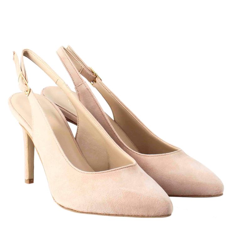 Women's high slingback pump






 Nude suede

 Heel height 9cm



 Leather sole



 Leather lined



 Handcrafted



 Made in Italy



 Composition:

 Upper: 100% Suede
 Lining: 100% Leather
 Bottom: 100% Leather
 Insole: 100% Leather Beige Suede Open Heel Heels, Beige Suede Heels With Open Heel, Beige Slingback Pumps With Ankle Strap And 4-inch Heel, Suede Ankle Strap Slingback Pumps, Chic Beige High Heel Slingback Pumps, Feminine Beige Slingback Pumps With Ankle Strap, Suede Slingback Pumps With Heel Strap, Elegant Suede Ankle Strap Slingback Pumps, Elegant Suede Slingback Pumps With Ankle Strap