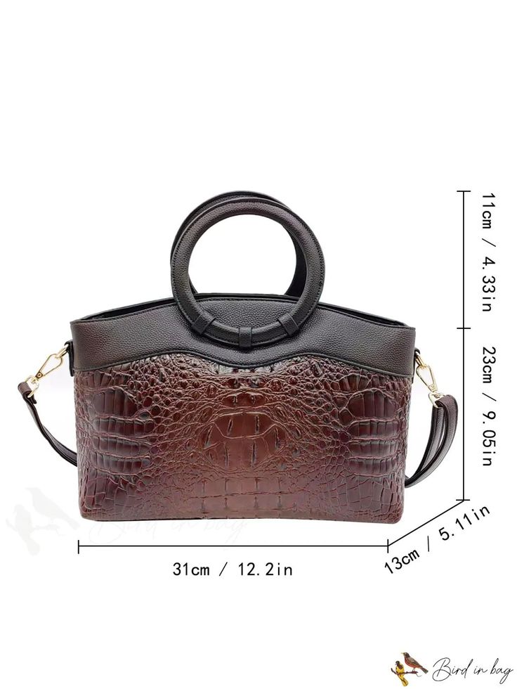 BirdinBag - Stylish Crocodile Pattern Ladies Shoulder Crossbody & Handbag Daily Use Crocodile Pattern Crossbody Shoulder Bag, Business Brown Crocodile Pattern Bag, Business Shoulder Bag With Crocodile Pattern And Top Handle, Handheld Crocodile Pattern Business Shoulder Bag, Brown Handheld Bag With Crocodile Pattern, Travel Satchel With Crocodile Pattern, Travel Crocodile Pattern Crossbody Satchel, Everyday Use Top Handle Shoulder Bag With Crocodile Pattern, Top Handle Shoulder Bag With Crocodile Pattern