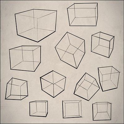 six different shapes are shown in black and white on a gray background, each with an individual's own line drawing