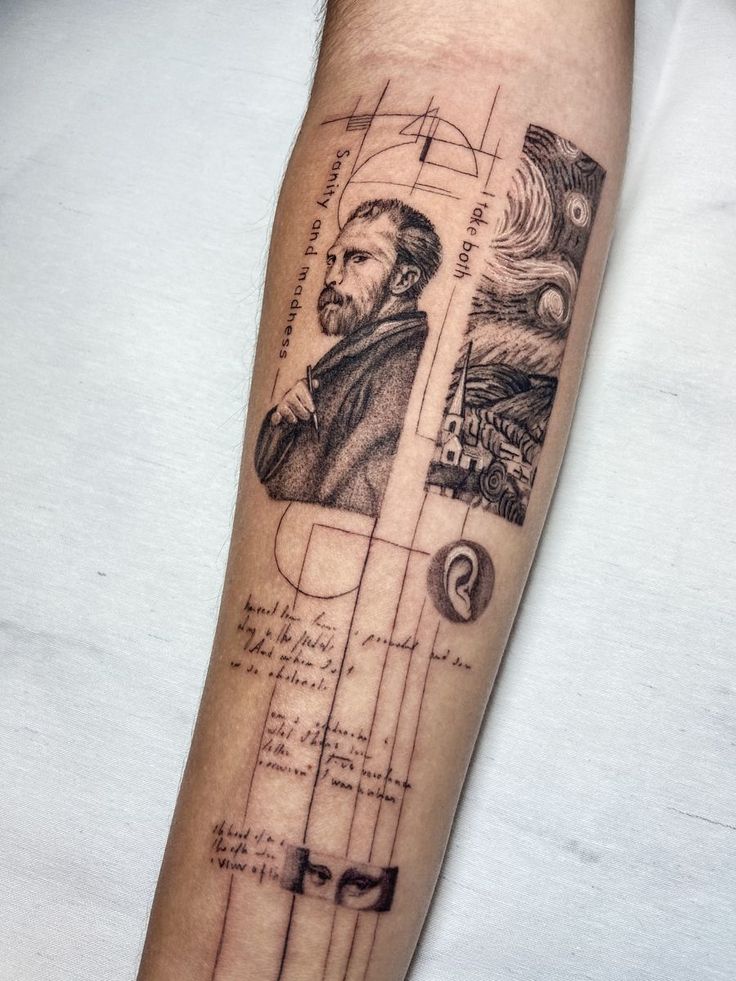 a man's arm with some drawings on it