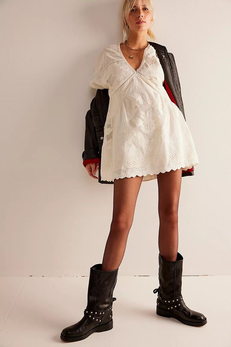 Daylight Mini | Free People Short Dresses With Boots, Sara Walker, Cool Sneakers, Free People Summer, Babydoll Style, Free People Clothing, 2024 Fashion, Virtual Closet, Chunky Boots