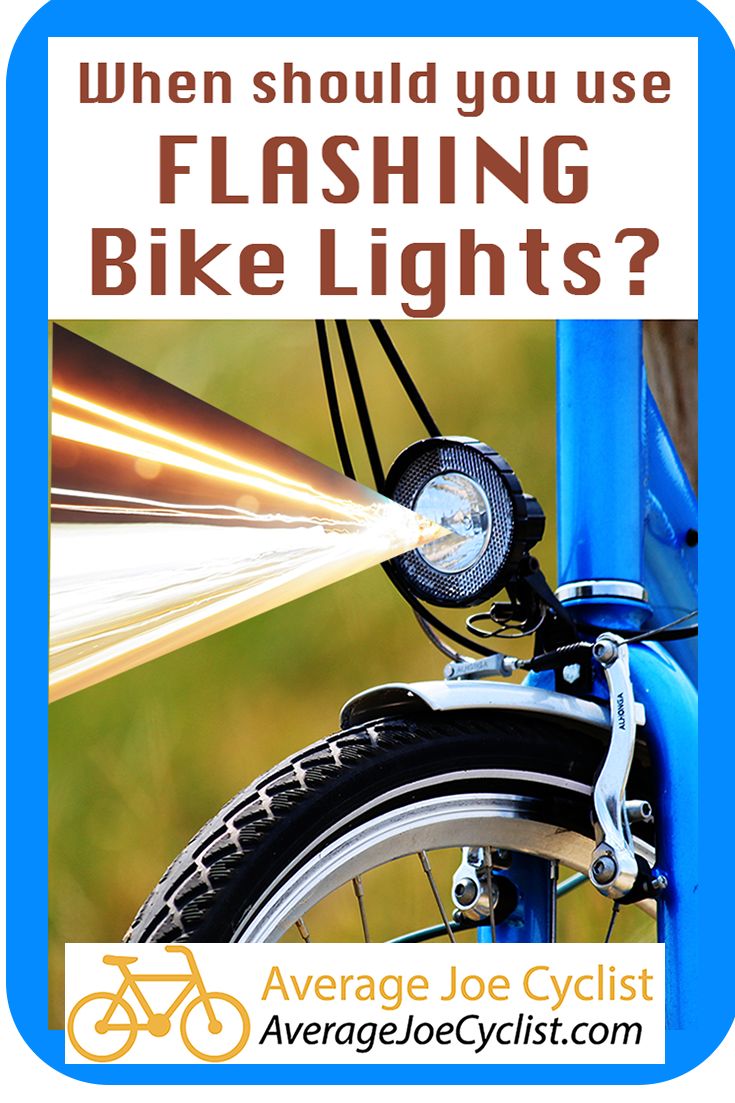 a blue bicycle with the words when should you use flashing bike lights?