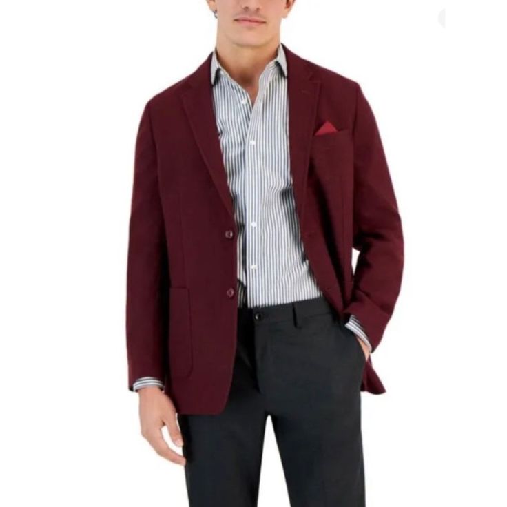 About This Item. Complete With A Hooded Lining For Semi-Formal Excellence, Vince Camuto's Slim-Fit Sport Coat Strikes The Perfect Balance Between Elegance And Laid-Back Style. Button Closure Imported Notched Lapels Patch Pockets Fully Lined Two Buttons Kissing Buttons At The Cuff Patch Pocket At Chest Dry Clean Shell:Polyester/Elastane; Lining: Polyester Slim Fit We Ship Fast, And We Ship Out Same Business Day. Features: Sport Coat Size: Mens 42s Condition: New With Tags Red Wool Suit For Workwear, Red Wool Suits For Workwear, Red Wool Suits For Work, Semi-formal Cotton Suits For Winter, Classic Red Blazer With Welt Pockets, Red Notch Lapel Suits With Pockets, Red Notch Lapel Blazer With Welt Pockets, Red Single Breasted Suit For Business Casual, Red Formal Outerwear With Welt Pockets