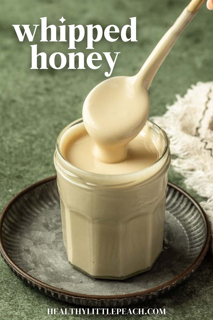 a jar of whipped cream color honey with a spoon taking a big scoop Honey Pancakes, Whipped Honey, Best Paleo Recipes, Relish Recipes, Honey Sauce, Free Labels, Honey Recipes, Gluten Free Treats, Reduce Food Waste