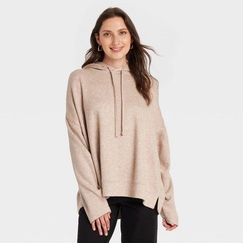 Women's Leisure Studio Knit Hoodie - Universal Thread™ Oatmeal L Tan Hoodie, Travel Women, Studio Knit, Knit Maxi Skirt, Basic Sweatshirt, Knit Hoodie, Knit Sweatshirt, Style Mistakes, Quarter Zip Pullover