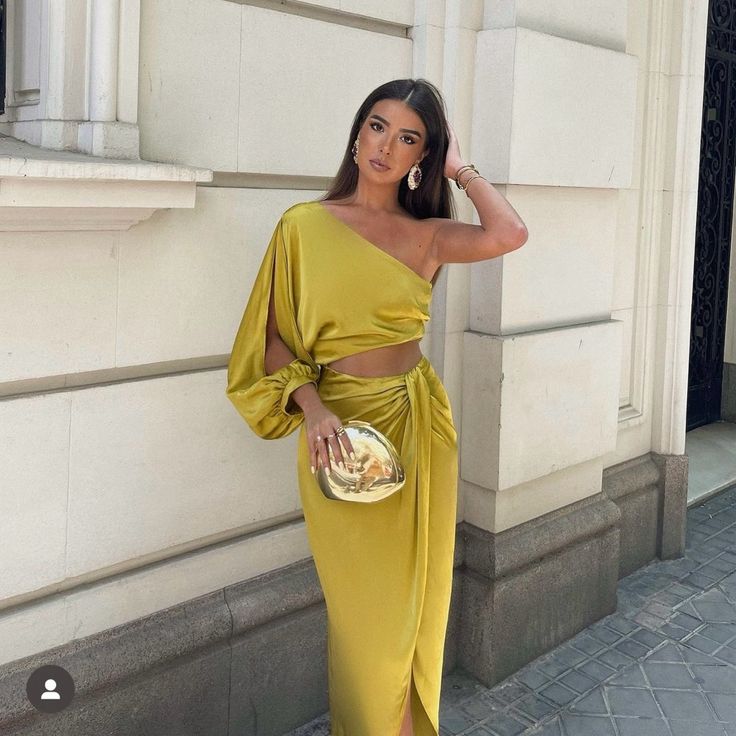 New With Tags Size Medium Destination Wedding Guest Outfit, Socialite Style, Yellow Gown, Silk Satin Dress, Zara Gold, Asymmetric Dress, Dress Women Elegant, Elegant Chic, Guest Outfit