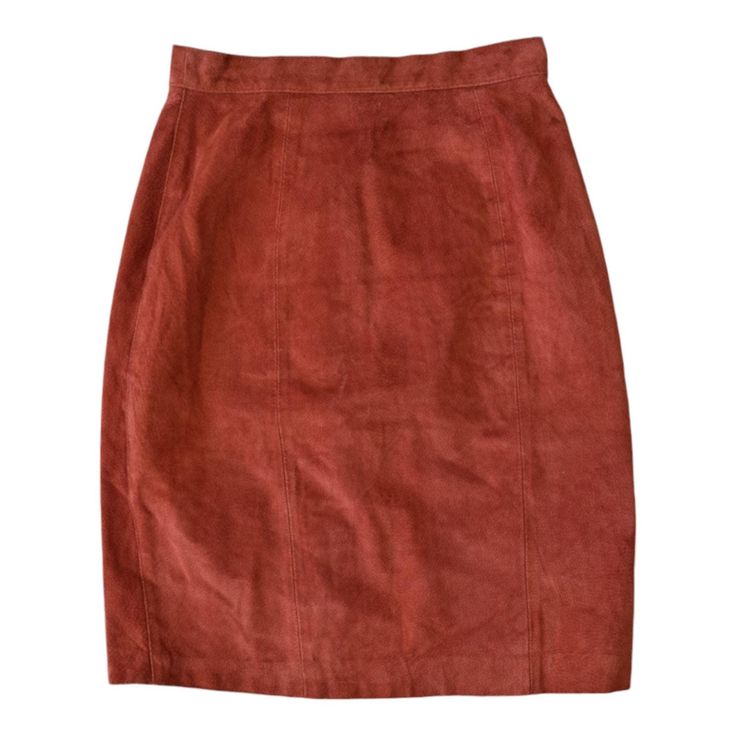 ○ Step into timeless elegance with this vintage burnt orange suede leather pencil skirt. The rich burnt orange hue adds a pop of color to your wardrobe, making it a versatile staple for any season.  ○ Back zipper and snap closure, fully lined, high-waisted ○ Brand: Compagnie Internationale Express ○ 100% Genuine Leather, Lining is 100% Nylon ○ Size 7 (Small) ○ Measurements (taken flat) waist: 13" hips: 18" total length: 22.5" ○ Good pre-loved condition. The suede has some light dirt marks and we Suede Pencil Skirt, Leather Pencil Skirt, Burnt Orange, Suede Leather, Timeless Elegance, Pencil Skirt, Color Pop, Womens Skirt, Bathing Beauties