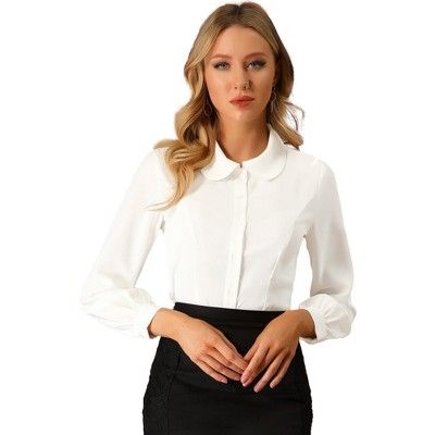 Read reviews and buy Allegra K Women's Button Up Shirt Peter Pan Collar Long Bishop Sleeve Blouse at Target. Choose from contactless Same Day Delivery, Drive Up and more. Bishop Sleeve Blouse, Peter Pan Collar Shirt, Bishop Sleeve, Elegant Shirt, Long Puff Sleeves, Pan Collar, Peter Pan Collar, Edgy Fashion, Button Up Shirt