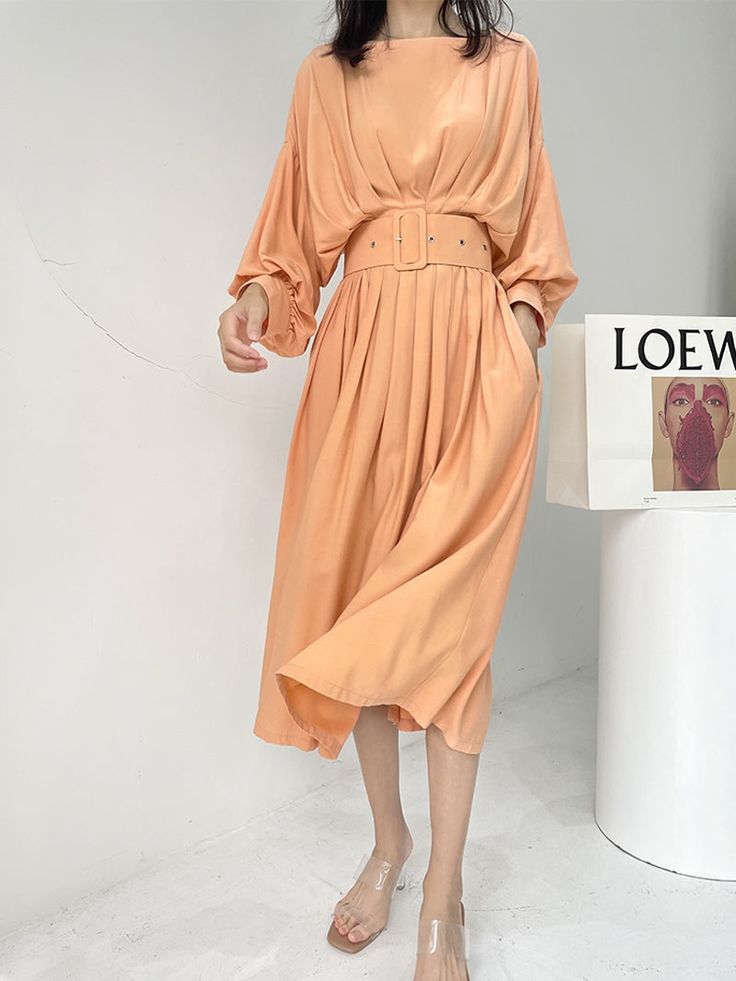 SIZING CHART (cm) SIZE WAIST CLOTHES LENGTH SLEEVE LENGTH S 70 120 31 M 74 121 32 L 78 122 33 Bat Sleeve, Sizing Chart, Swing Dress, Apricot, Length Sleeve, Bat, Sleeve Length, Clothes