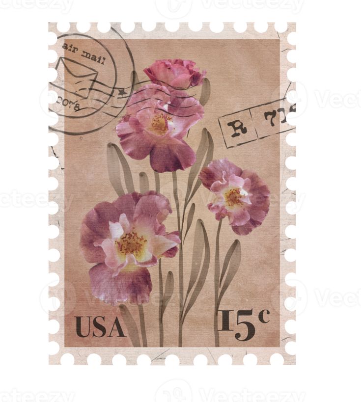 a postage stamp with flowers on it