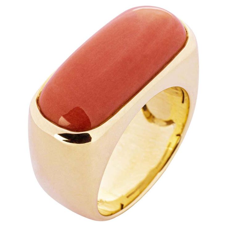 Alex Jona Mediterranean Coral 18 Karat Yellow Gold Band Ring For Sale at 1stDibs Elegant Pouch, 1970s Jewelry, 70s Jewelry, Coral And Gold, Coral Jewelry, Gold Band Ring, Design Collection, Gold Band, Estate Jewelry