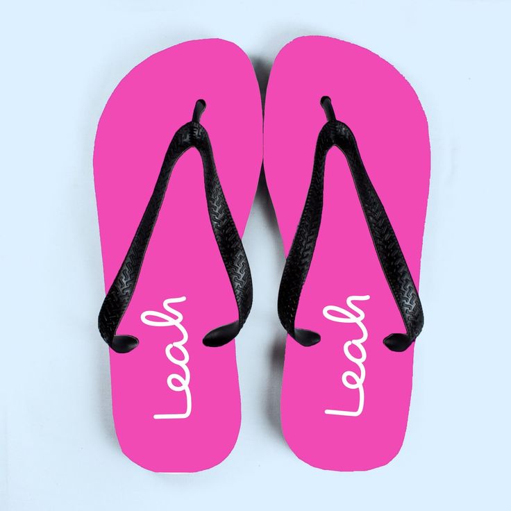 It's not a summer holiday without the last minute rush to find flip-flops. For the ultimate relaxing summer this year, we've taken away the hassle with our stylish summer style flip flops that are perfect for the beach and lounging around soaking up the rays.   Our on trend flip flops are ideal for beaches, picnics or dreaming of a tropical island at home! Wherever you wear them you'll be transported to a tropical island in the sun.   The perfect summer accessory, our gorgeous flip flops will protect your feet on the beach, but are also a standout accessory in its own right that's sure to turn heads on the beach.   Personalise with a name up to 12 characters long (lower case only for this font), and our team will print it our fun island themed font to make sure everyone knows your name! Island In The Sun, Pink Treats, Stylish Flip Flops, Relaxing Summer, Personalized Flip Flops, Lower Case, Tropical Island, Pink Design, Pink Summer