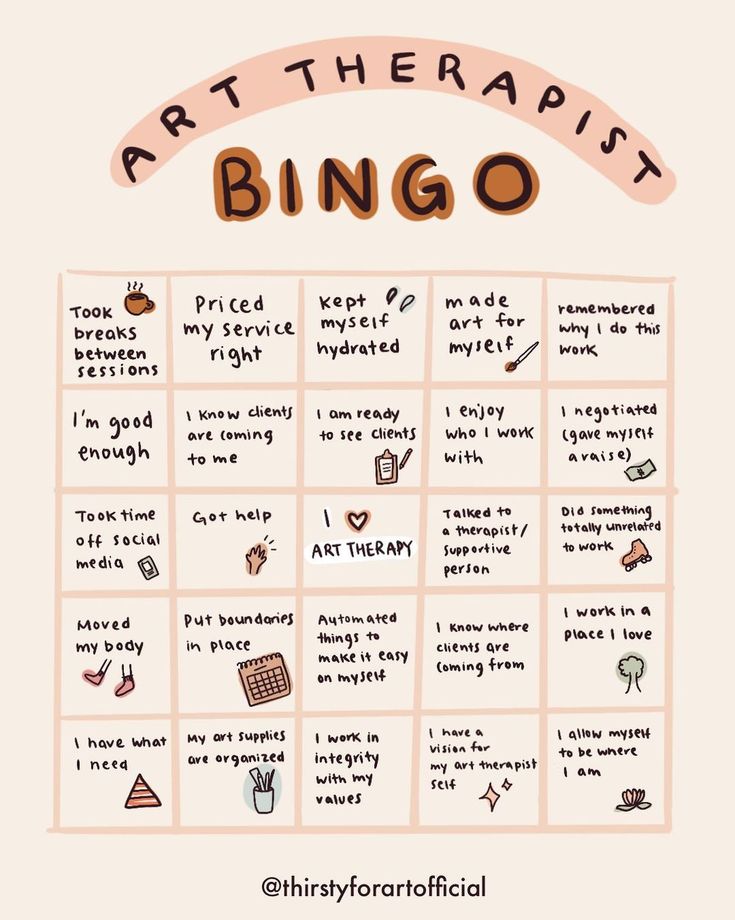 an art therapy poster with the words,'art therapy bingo'on it