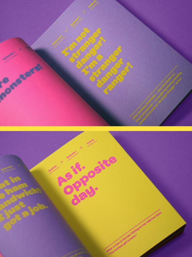 two books with different font and colors on the same page, one is yellow and the other is pink