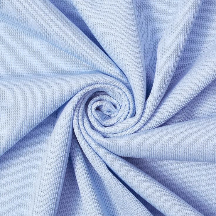 "Doux French Rib Knit fabric is a soft and stretchy fabric with a vertical ribbed pattern. Doux French Rib Knit fabric is made from 68% polyester, 30% rayon, and 2% spandex fibers, has a 230 GSM, weighs approximately 13.2 oz per linear yard, measures 66/68\" in width, and is 0.64 mm thick. Doux French Rib Knit fabric is an elegant fabric that can be used to sew apparel and decors. Shop Doux French Rib Knit fabric by the yard." Rib Knit Fabric, Elegant Fabric, Sewing Design, Sewing Project, Ribbed Fabric, Stretchy Fabric, Fabric By The Yard, Project Ideas, Baby Blue