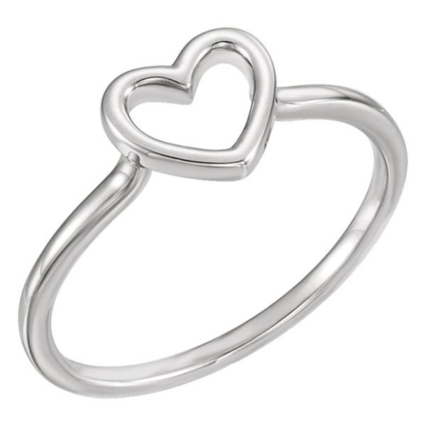 Sterling Silver Open Heart Ring | applesofgold.com Open Heart Ring, Ring Cuts, White Gold Jewelry, Open Heart, Fine Rings, White Ring, Accessories Rings, Heart Design, Promise Rings