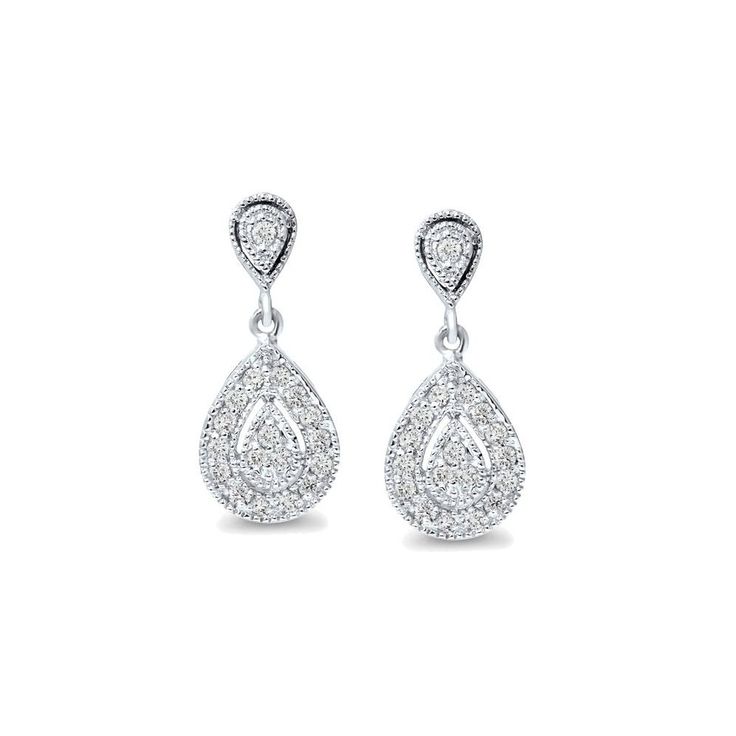 Pompeii3 1/2ct Pear Shape Dangle Diamond Earrings 10K White Gold, Women's, Size: Small Sparkling Diamond Teardrop Bridal Earrings, Classic Pear-shaped Diamond White Earrings, Classic Pear Shaped Diamond Earrings, Classic Pear-shaped White Diamond Earrings, Silver Diamond Teardrop Earrings In Pear Shape, Silver Diamond Teardrop Earrings, Classic White Gold Teardrop Diamond Earrings, Classic Diamond Teardrop Earrings, Classic Silver Drop Diamond Earrings