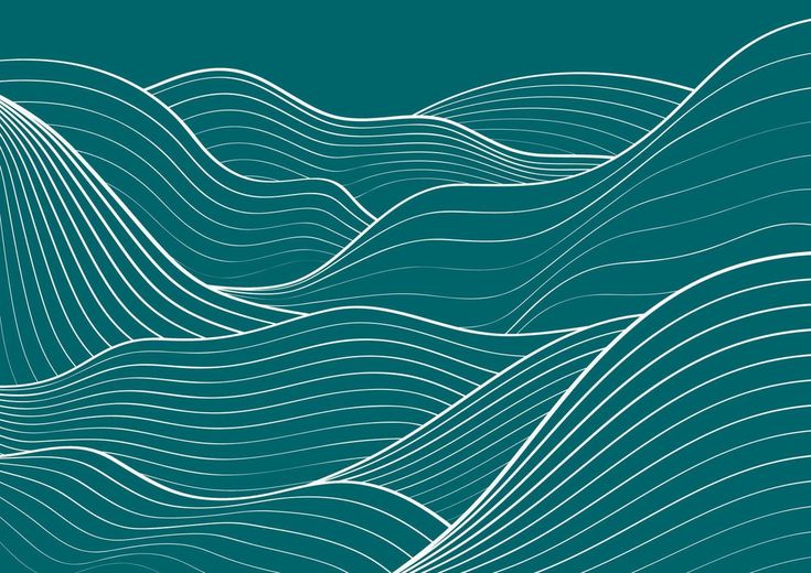 an abstract background with wavy lines in teal and white on a dark blue background