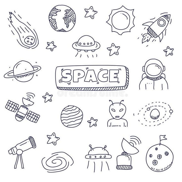 space doodles on white background royalty illustration