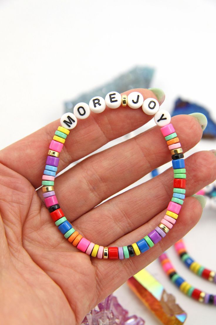 Sometimes we could all use a positive reminder, right? We like to carry our reminders in the form of jewelry! And so we created these beaded bracelets to do the job. Colorful and happy, with an uplifting message. Stack well with the rest of your arm party. ✨The Magic is in the Details✨Quantity per Order: 1 BraceletMaterial: Copper Beads w/ Enamel Coating, & Acrylic Letter BeadsSize: 7.25" long (average wrist size, but strung on Elastic so flexible sizing.)Phrase: Choose from "You Got This" o Everyday Meaningful Beaded Bracelets, Inspirational Beaded Bracelets For Everyday, Meaningful Letter Beads Beaded Bracelet For Everyday, Everyday Inspirational Bracelets With Letter Beads, Everyday Inspirational Bracelet With Letter Beads, Inspirational Everyday Bracelets With Letter Beads, Inspirational Friendship Bracelets With Letter Beads, Everyday Inspirational Multicolor Jewelry, Personalized Fun Beaded Bracelets For Everyday