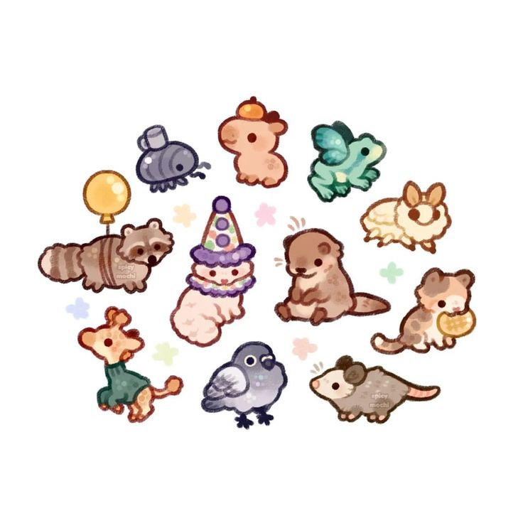 a bunch of animals that are in the shape of a circle