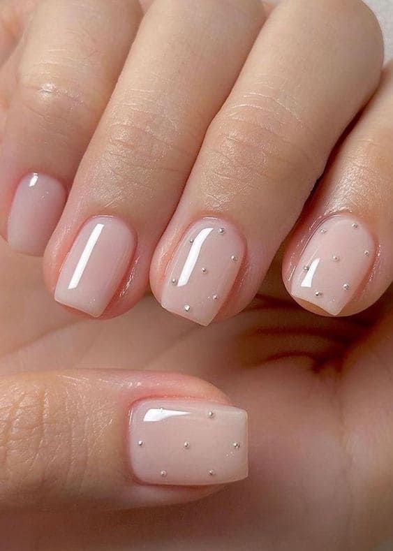 Milky Spring Nails, Gelish Square Nails, Milky White Manicure Ideas, Milky White Square Nails Design, Milky Nails Dip Powder, White Coffin Short Nails, Milky French Manicure Gel, Milky Pearl Nails, Milky White Bridal Nails