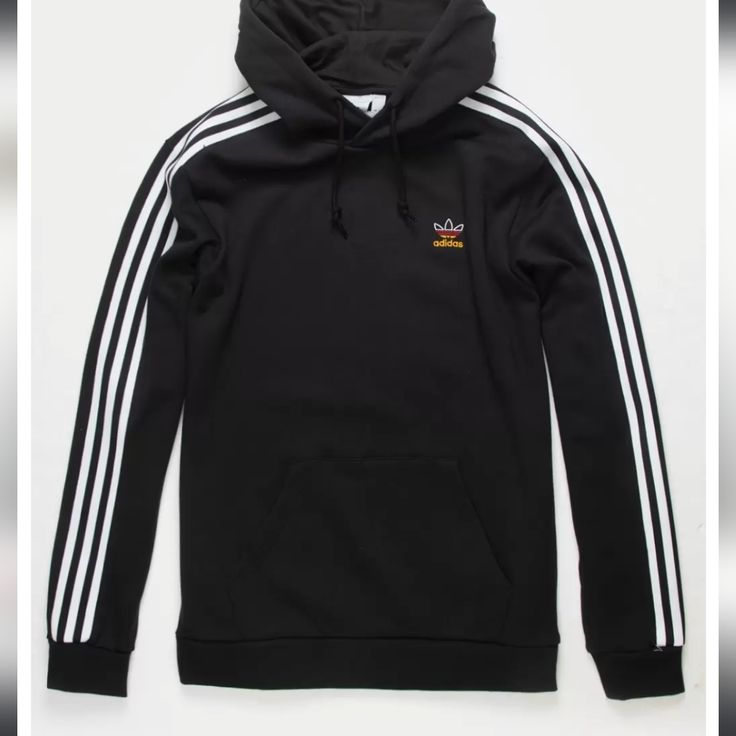 Adidas Original Hoodie -L Nwt Adidas Three Stripes Hoodie Sweatshirt, Adidas Hoodie With Three Stripes, Adidas Hoodie Sweatshirt With Three Stripes, Adidas Fleece Hoodie For Streetwear, Fleece Hoodie With Three Stripes For Streetwear, Adidas Casual Hoodie For Sports, Adidas Casual Sports Hoodie, Casual Adidas Sports Hoodie, Streetwear Fleece Sweatshirt With Three Stripes