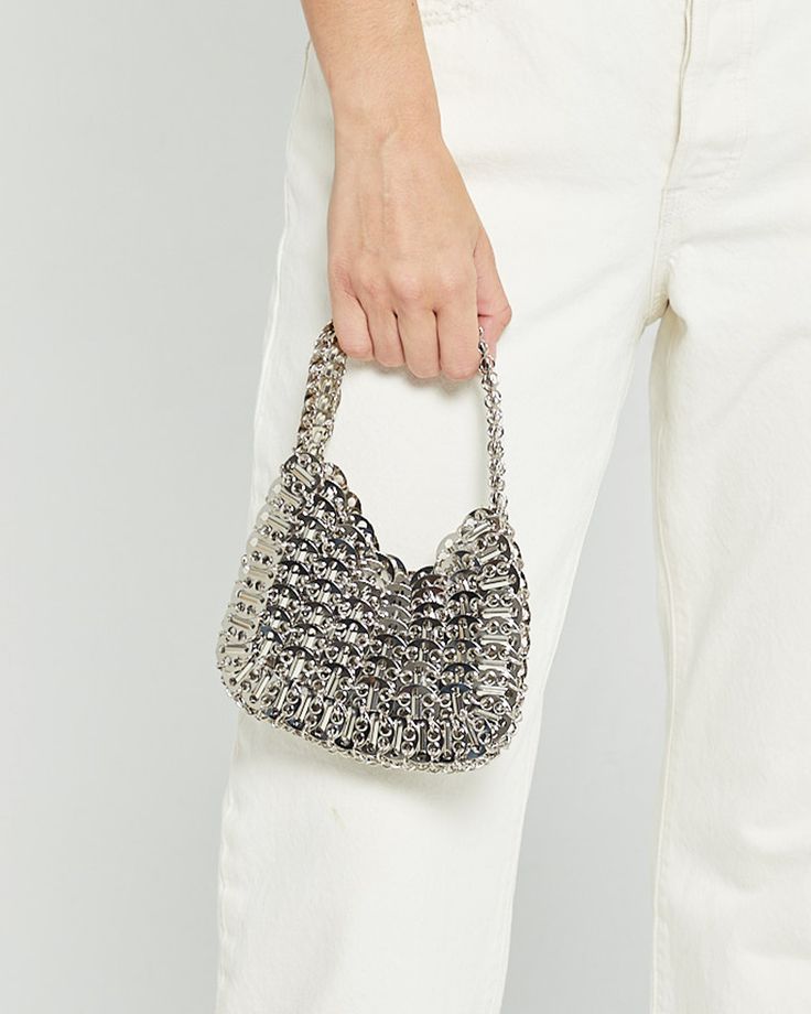 Lyla Mini Bag Silver Chainmail Bag For Everyday Use, Silver Metal Shoulder Bag For Party, Silver Metal Chain Link Bag, Silver Metal Rectangular Bag, Metallic Shoulder Bag With Chain Strap For Everyday Use, Evening Metal Chain Shoulder Bag, Elegant Silver Bag With Chainmail Detail, Silver Metal Chainmail Bag, Elegant Silver Chainmail Bag