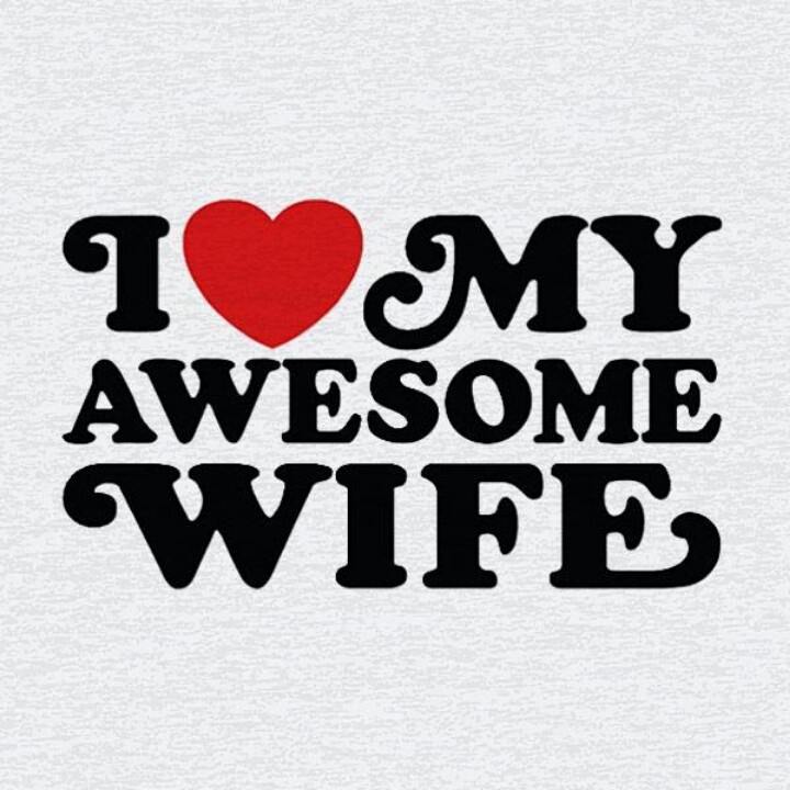 the words i love my awesome wife are printed on a white t - shirt with a red heart