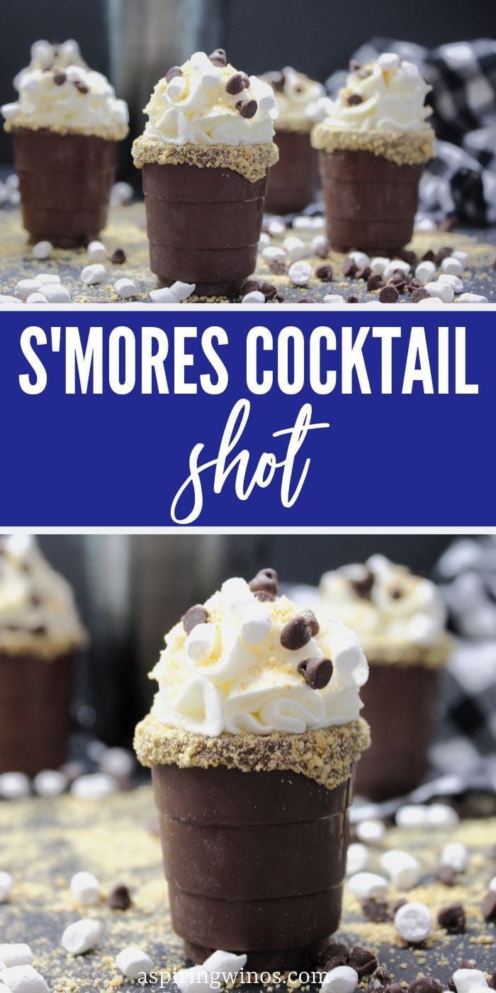 some desserts that are on top of each other with the words s'mores cocktail