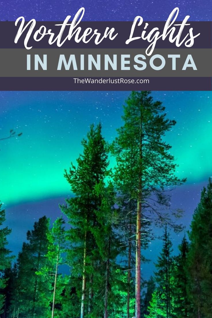 the northern lights in minnesota with text overlay