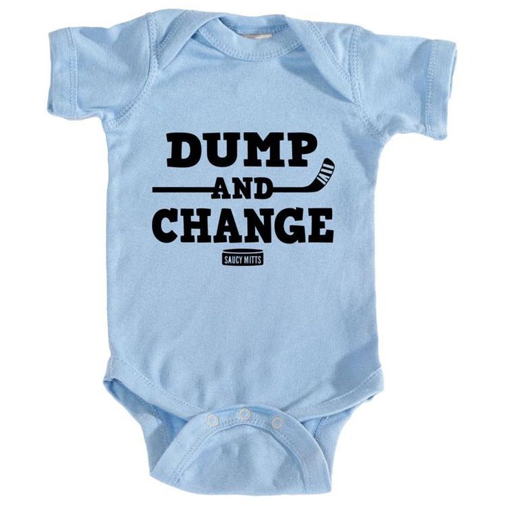 Dump and Change Infant Onesie - Saucy Mitts Hockey Baby Shirt Design, Baby Hammock, Hockey Kids, Hockey Baby, Most Popular Videos, Toddler Romper, It's Funny, Future Mom, Bike Lovers