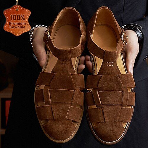 Category:Sandals; Upper Materials:Leather,Nappa Leather; Lining Materials:Leather; Embellishment:Buckle; Season:Spring,Summer; Gender:Men's; Toe Shape:Round Toe; Style:Casual; Outsole Materials:Rubber; Occasion:Daily; Closure Type:Buckle; Function:Waterproof; Listing Date:07/05/2024; 2024 Trends:Flat Sandals,Gladiator Sandals Roman Sandals; Foot Length:null; Foot Width:null Trending Flats, Sandals Gladiator, Summer Footwear, Roman Sandals, Men’s Boots, Men Suede, Men's Sandals, 2024 Trends, Mens Green