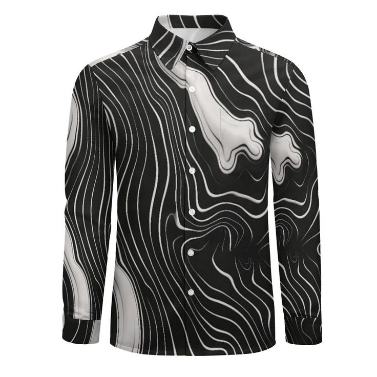 Suminagashi Art Style Floating Ink Elegant Pattern Long Sleeve Shirt White Long Sleeve Tops With Abstract Print, White Long Sleeve Top With Abstract Print, Black Long Sleeve Tops With Abstract Print, Black Long Sleeve Top With Abstract Print, Trendy Long Sleeve Shirt With Abstract Print, Long Sleeve Shirt With Sublimation Print For Summer, Summer Long Sleeve Shirt With Sublimation Print, Artistic Long Sleeve Summer Shirt, Artistic Black Tops For Spring