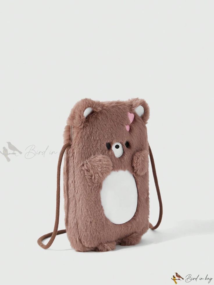 Bird in Bag - Adorable Kawaii Bear Phone Crossbody Bag for Women Cute Cartoon Style Bag, Kawaii Rectangular Portable Shoulder Bag, Kawaii Rectangular Mobile Phone Bag, Kawaii Portable Rectangular Shoulder Bag, Cute Portable Shoulder Backpack Bag, Portable Rectangular Kawaii Shoulder Bag, Kawaii Brown Bags For Daily Use, Kawaii Rectangular Shoulder Bag, Playful School Shoulder Bag With Phone Pocket