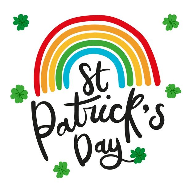 st patrick's day with shamrocks and a rainbow