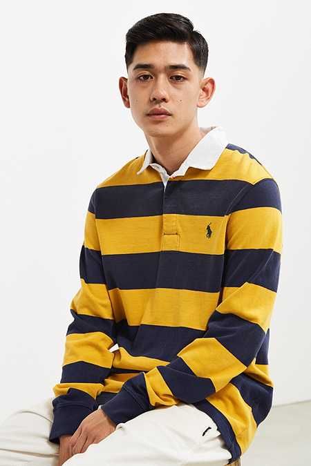 Mens Rugby Shirts, Patterned Pants, Polo Rugby Shirt, Fleece Jackets, Ivy League Style, Clothes Korean Style, Fall Styles, Polo Long Sleeve, Street Style Outfits Men