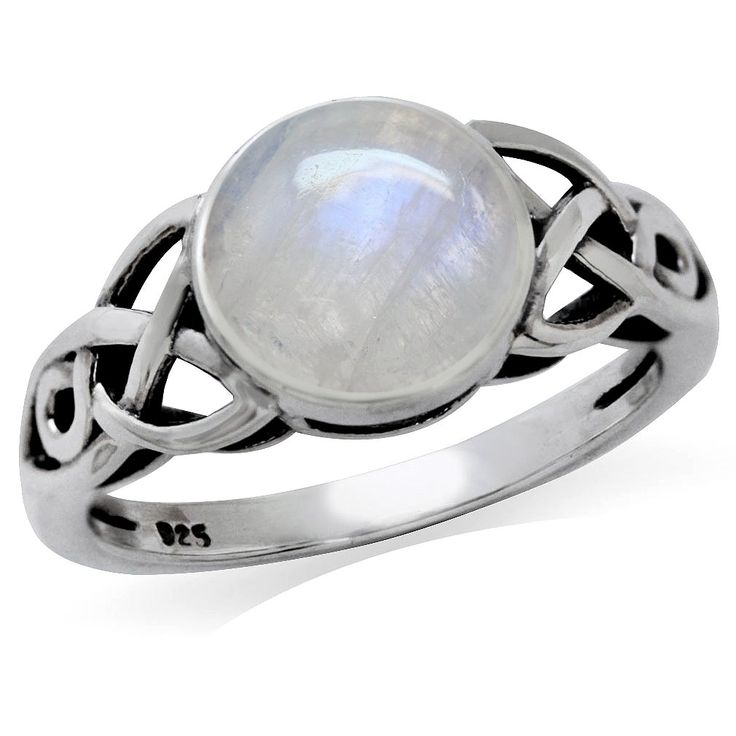 PRICES MAY VARY. Body-color and the color and position of the Adularescence, the blue sheen across the face of the Moonstone, are the primary buying points of a Moonstone purchase When wearing the Triquetra Celtic knot you are dressing yourself in holy symbolism from belief systems that span a history of humankind for more than 5000 years Silvershake 8mm Natural Round Shape Moonstone 925 Sterling Silver Triquetra Celtic Knot Solitaire Ring; is shipped to you in anti-tarnish protection inside rei Silver Celtic Rings, Pins Earrings, Celtic Wedding Rings, Free People Jewelry, Celtic Rings, Rings Silver, Rings Diamond, Moonstone Earrings, Rings Wedding