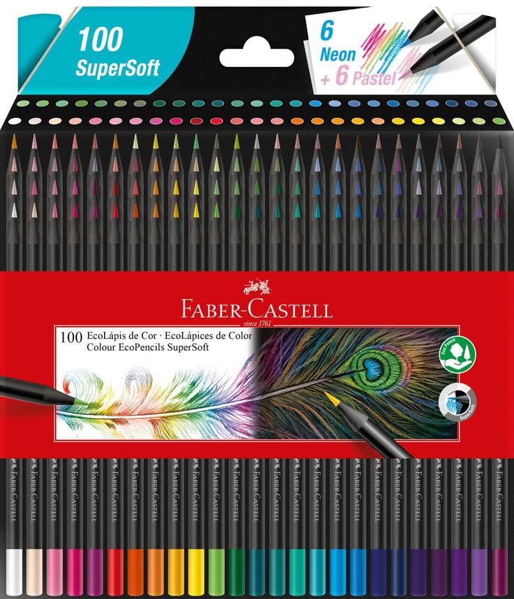 faber castel colored pencils in display box with markers and eraser, 100 count