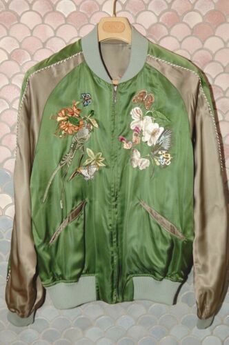 Gucci (Tom Ford) Satin "Shunga" Reversible Jacket, US 42, Flawless, Never Worn | eBay Gucci Spring Streetwear Outerwear, Vintage Gucci Long Sleeve Outerwear, Gucci Designer Outerwear For Streetwear, Tom Ford For Gucci, Butterfly Embroidery, Reversible Jacket, Satin Jackets, Viscose Rayon, Traditional Japanese