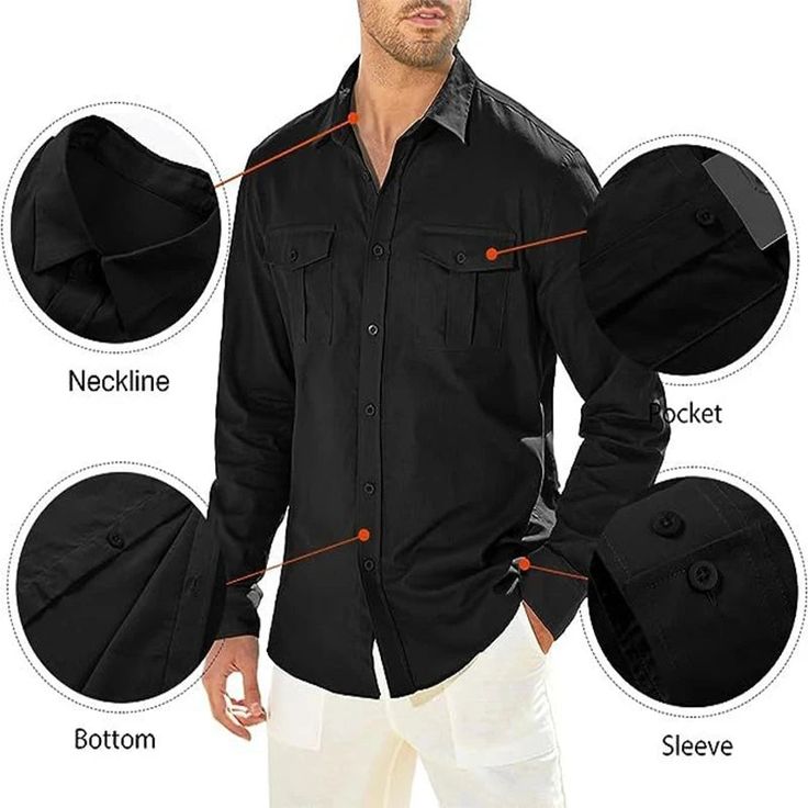 SPECIFICATIONS Material: COTTON Shirts Type: Casual Shirts Applicable Scene: Daily Style: Casual Sleeve Length(cm): Full Applicable Season: Autumn And Winter Gender: MEN Item Type: Shirts Closure Type: Single Breasted Sleeve Style: Regular Fabric Type: Broadcloth Pattern Type: Solid Slim Fit Solid Color Shirt With Pockets, Slim Fit Solid Shirt With Pockets, Slim Fit Solid Top With Pockets, Black Slim Fit Tops With Pockets, Blouse Cotton, Long Sleeve Tee Shirt, Tops Long Sleeve, Autumn Casual, Cotton Shirts