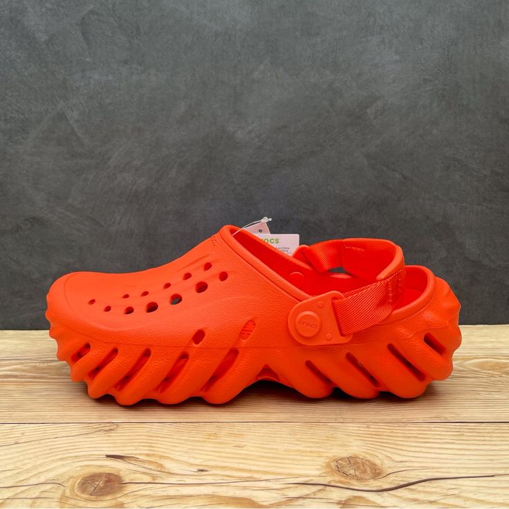 Brand New Crocs Echo Clog Color: Lava Orange Kids Size J5 / Women’s Size 7 Hh Orange Round Toe Clogs With Rubber Sole, Orange Closed Toe Clogs With Rubber Sole, Casual Orange Clogs With Rubber Sole, Casual Orange Clogs With Round Toe, Casual Orange Round Toe Clogs, Orange Synthetic Clogs With Round Toe, Orange Casual Synthetic Clogs, Orange Synthetic Casual Clogs, Casual Orange Synthetic Clogs