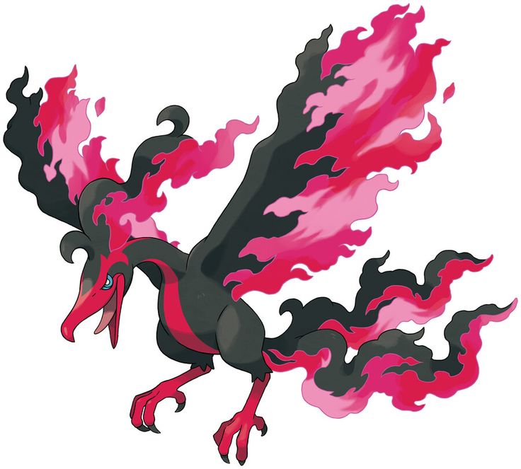 a red and black bird with flames on it's wings is flying in the air