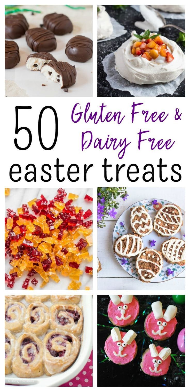 the cover of 50 gluten free dairy - free easter treats, including cookies and desserts