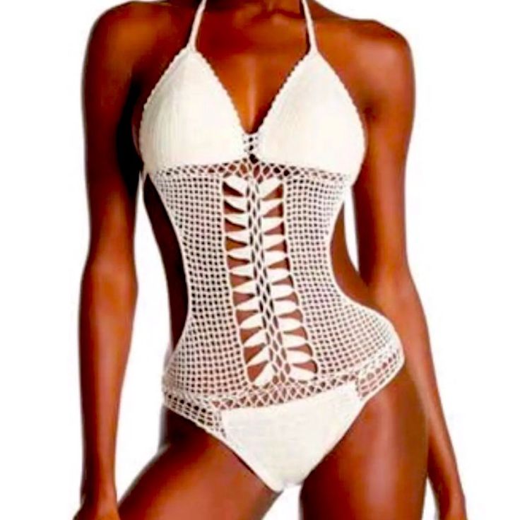 New With Tags Size Medium Handmade Crochet From Nordstrom Stock Image For Reference Color: Ivory 95 Polyester/ 5 Spandex Price Firm White Crochet Lace Swimwear For Beach, Fitted Beige Crochet Top For Beachwear, Cream Crochet Top For Beach, Fitted White Crochet Lace Swimwear, White Crochet Lace Swimwear For Summer, White Stretch Crochet Top For Beach, White Stretch Crochet Top For Vacation, White Stretch Crochet Top For The Beach, Beige Stretch Crochet Top For The Beach