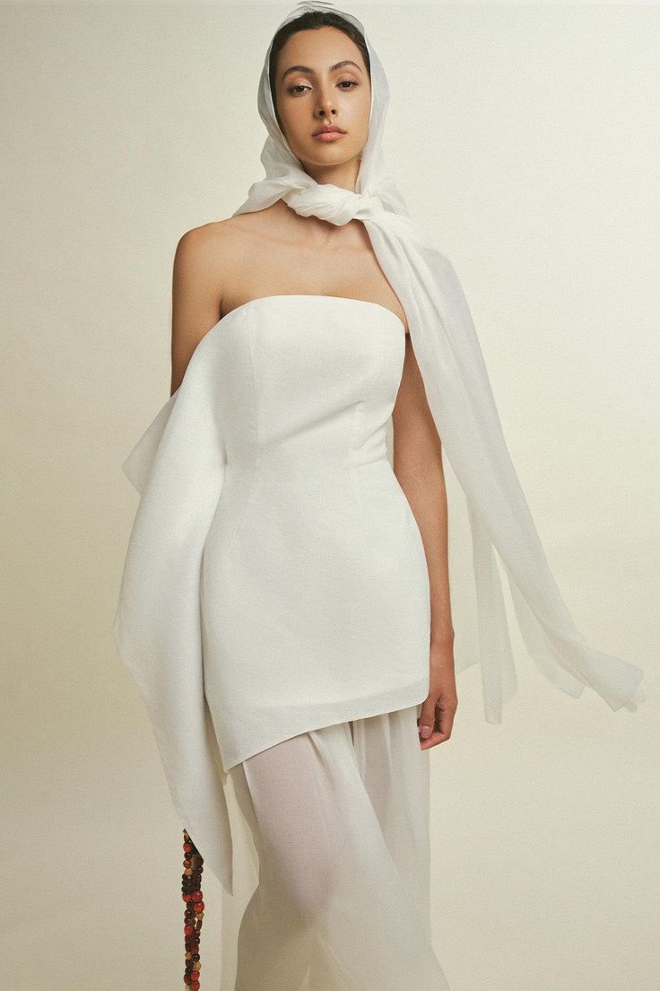 Women's Phi Yen Chiffon Scarf XS White MEAN BLVD White Scarf Dress, 2nd Wedding Dresses, Mean Blvd, Floor Length Dress, Dream Wedding Ideas Dresses, Full Dress, Scarf Dress, White Chiffon, Chiffon Scarf