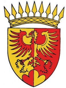 the coat of arms and crown is shown