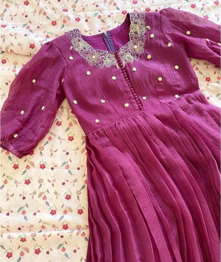 womens Hand embroidered silk dress Anarkali /handloom silk  handmade  dress /magenta pink kurta  / Indian anarkali/ Indian dresses/ voggish /pink  hand embroidered chanderi silk dress / light weight dress women          Looking for a perfect indian dress/anarkali/suit sets that are trendy, unique and easy to carry !! yess, You are at the right place. we carry such versatile pieces of anarkalis and suit sets that really let you stand out in any occassion !!      featuring this beautiful pure hand Pink Dola Silk Dress With Dabka Work, Semi-stitched Raw Silk Dresses, Embroidered Anarkali Dress In Art Silk, Traditional Pink Silk Dress, Elegant Art Silk Dress With Floral Embroidery, Traditional Pink Raw Silk Dress, Elegant Dress With Floral Embroidery In Art Silk, Elegant Dress With Floral Embroidery In Synthetic Silk, Festive Anarkali Embroidered Maxi Dress