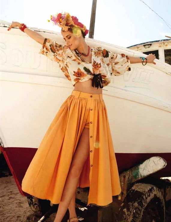 BOHO MARKET: Here comes the sun Havana Party, Cuba Fashion, Havana Nights Party, Boho Market, Mode Pop, Havana Nights, Tropical Fashion, Button Skirt, Mode Boho